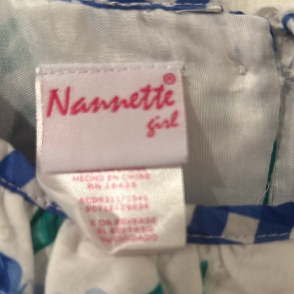 NANNETTE GIRL BLUE/WHITE FLORAL POLY/COTTON PETTICOAT FLUTTER SLEEVE DRESS - Picture 7 of 9